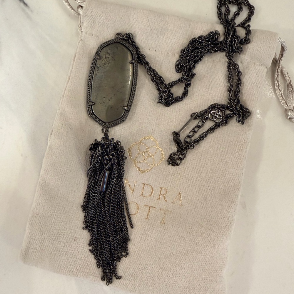 Kendra Scott Gunmetal Rayne Pendant Necklace
